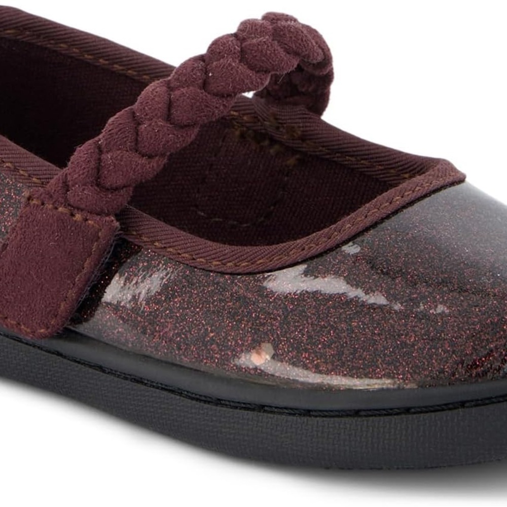 Toms Kids Maroon Glitter Mary Jane Shoes